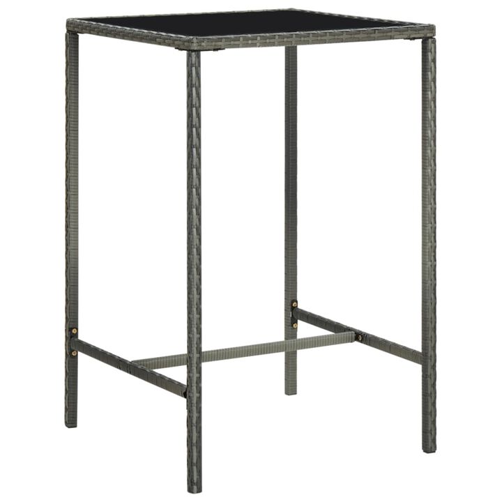 vidaXL 3 Piece Garden Bar Set Poly Rattan Gray