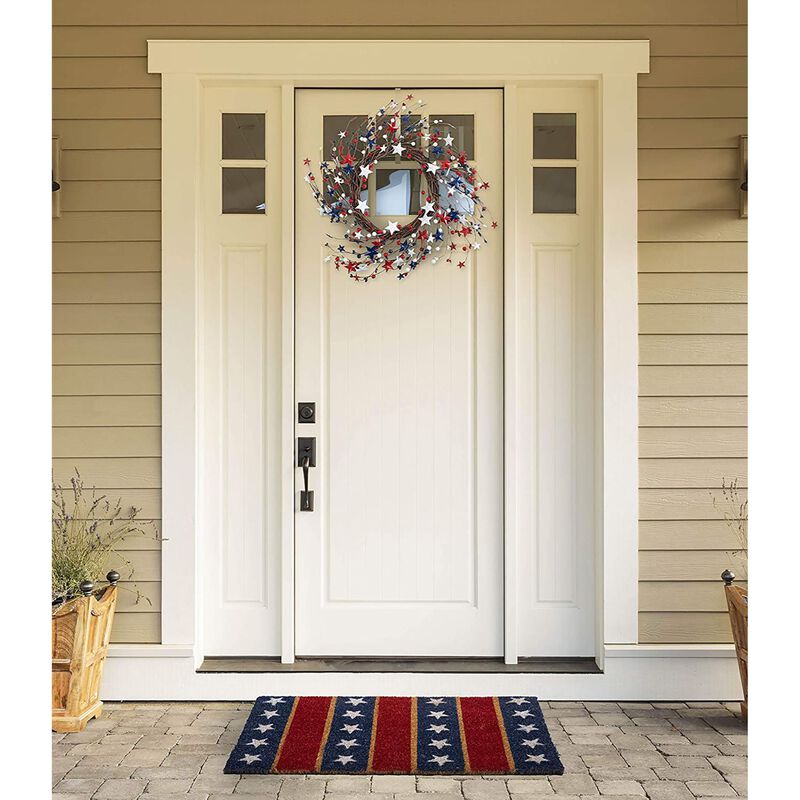 21" Blue  Red  and White 4th of July Artificial Round Wreath