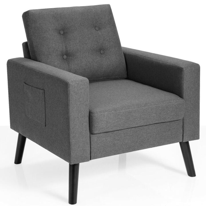 Hivvago Mid-Century Upholstered Armchair Club Chair with Rubber Wood Legs