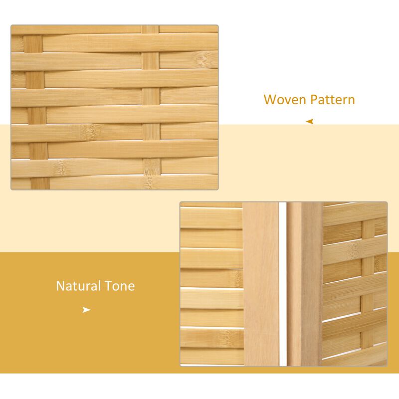 Natural Room Divider: 3-Panel Bamboo Folding Screen for Home Office