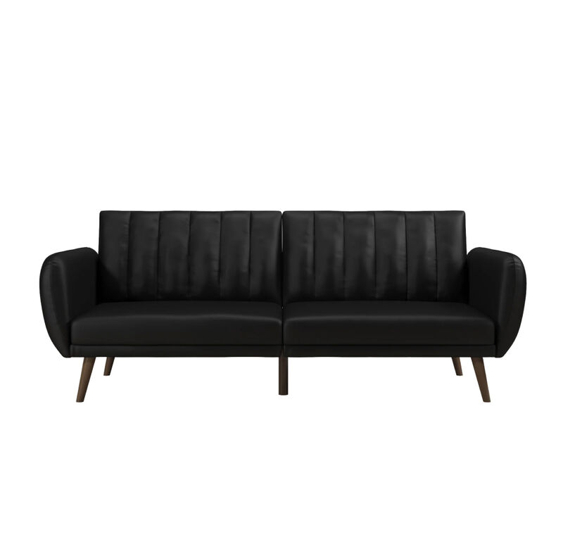 Novogratz Brittany Futon, Black Faux Leather