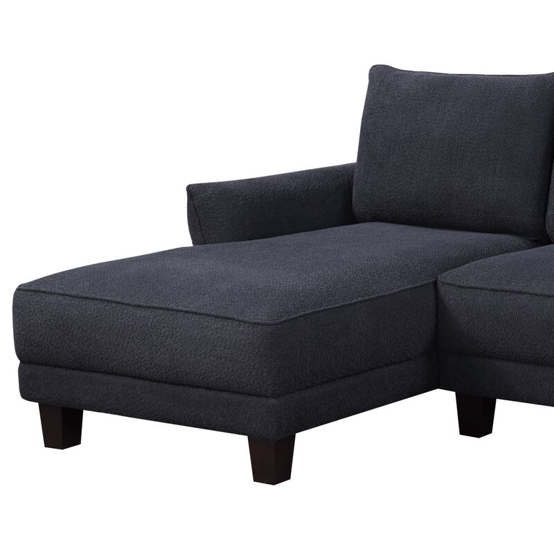 Belle Black Sherpa Sectional Sofa With Left Facing Chaise