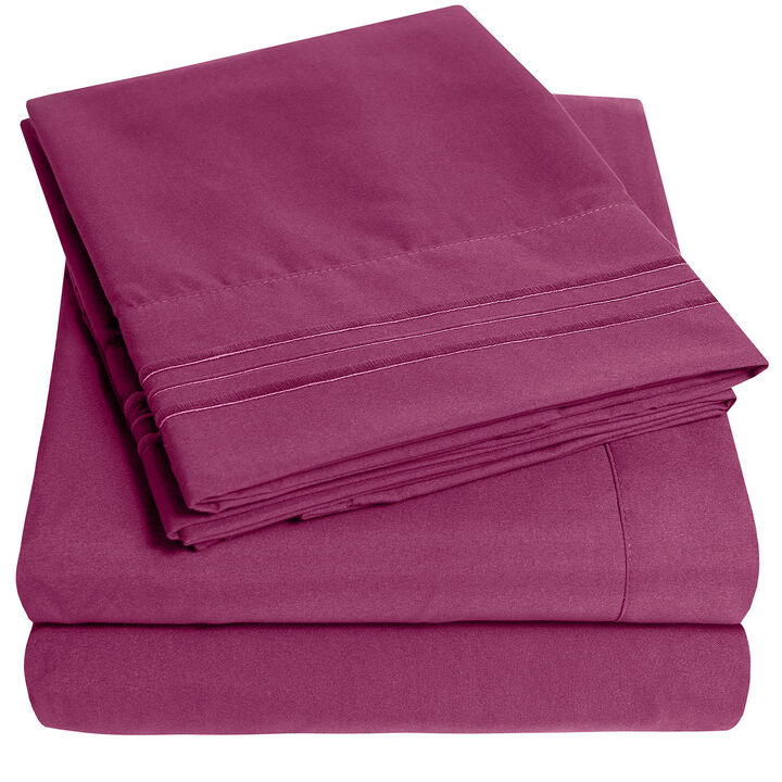 5 Piece Sheet Set, Ultra Soft 1800 Series Collection - Split King, Royal Blue