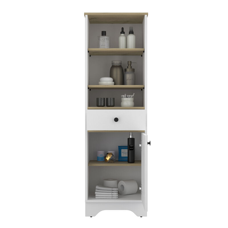 Linen Cabinet Burnedt, Bathroom, Light Oak / White