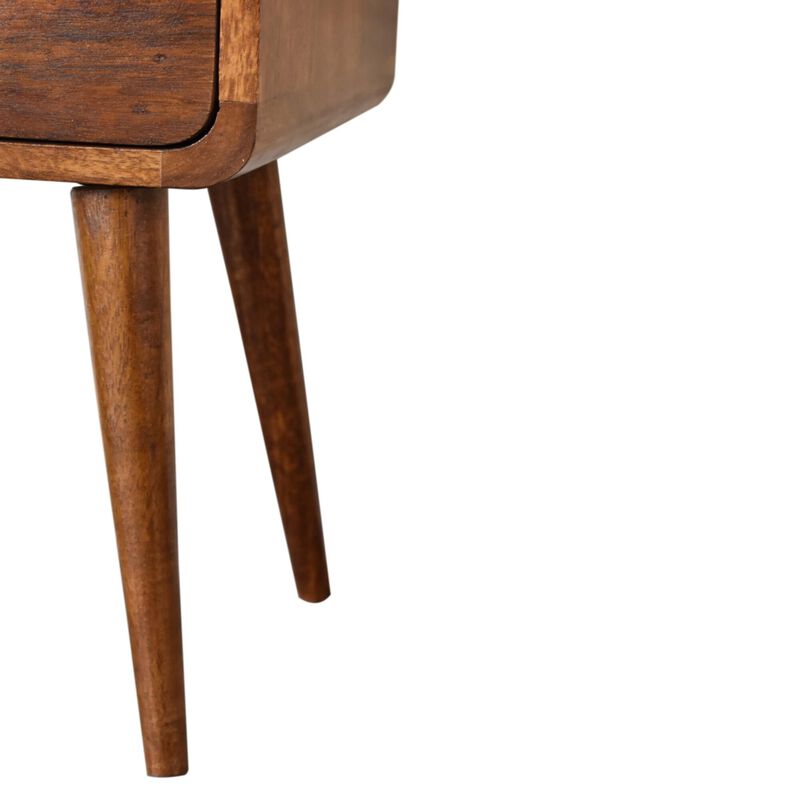 Mini Chestnut Curved Solid Wood 2 Drawer NightStand
