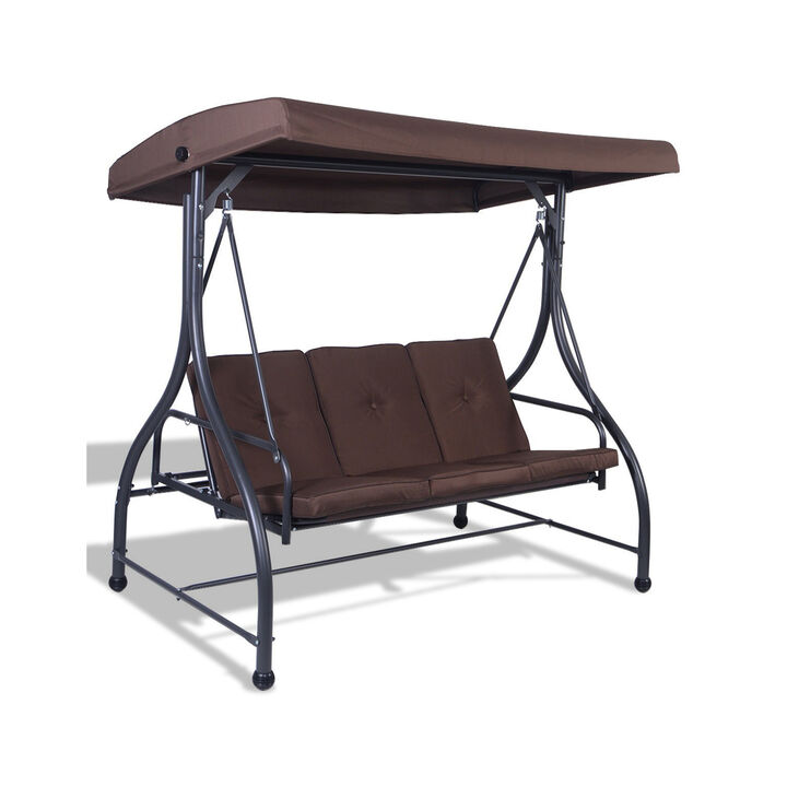 3 Seats Outdoor Swing Hammock with Adjustable Tilt Canopy