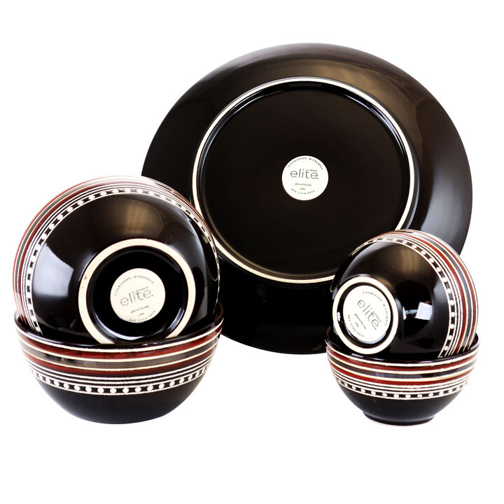 Gibson Elite CafÃ© Versailles 16 Piece Double Bowl Dinnerware Set - Red