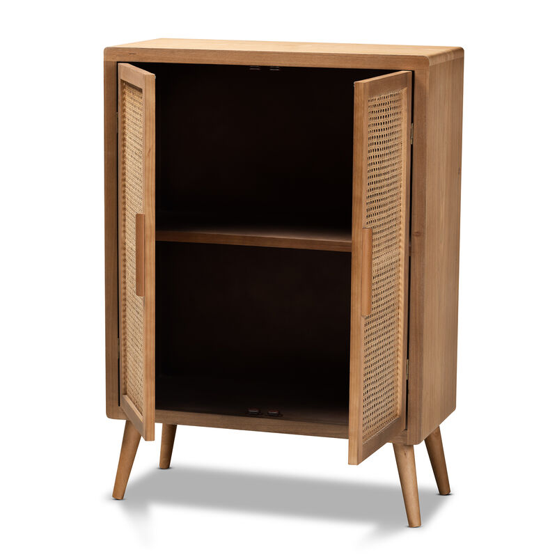 Baxton Studio Alina Mid Century Medium Oak Finished Wood 2 Door Accent Storage Cabinet