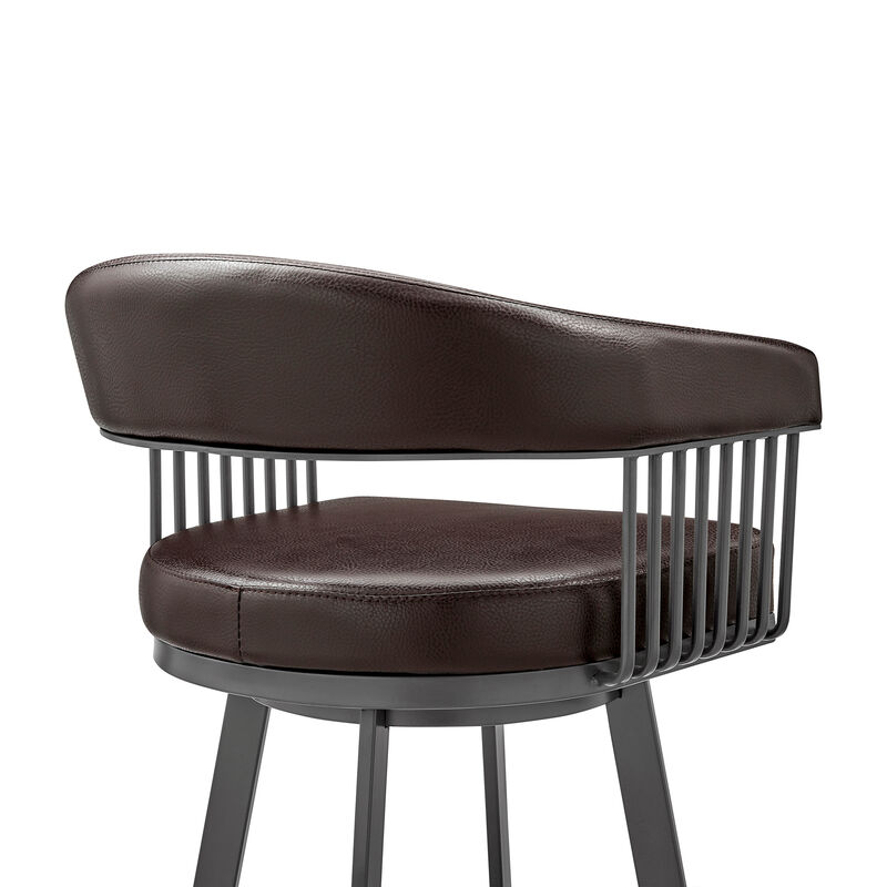 Chelsea  Counter Height Swivel Bar Stool in Silver Finish and White Faux Leather