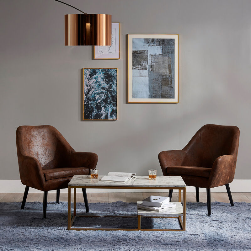 Teamson Home - Marmo Coffee Table - Faux Marble / Brass