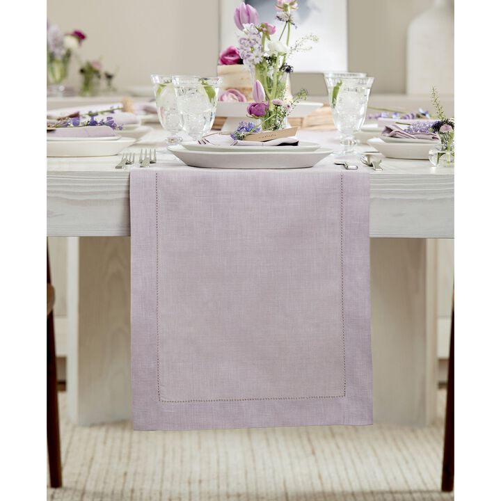 Solino Home 100% Pure Linen Table Runner | Classic Hemstitch for Thanksgiving, Christmas