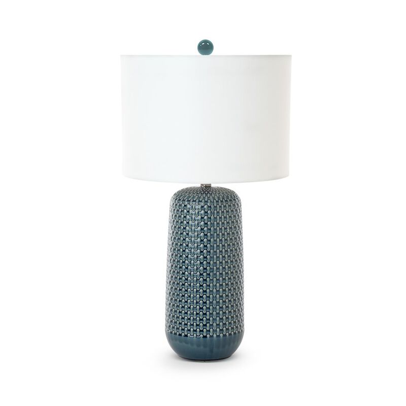 Lux Lighting Marlin 30 Blue Ceramic Table Lamp, (Set of 2)