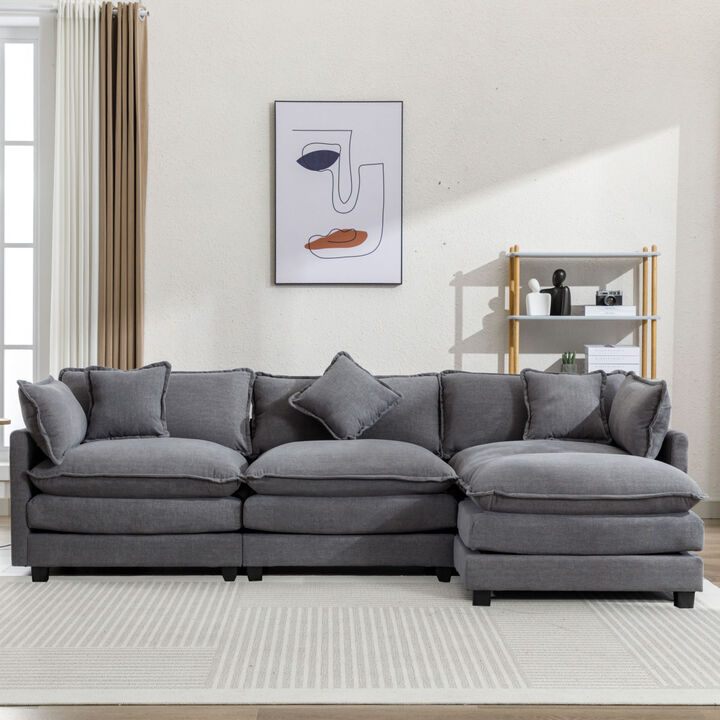 112.2" L-Shape Chenille Upholstered Sofa