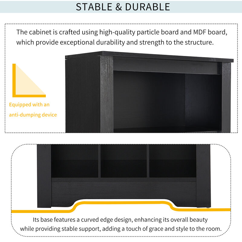 Merax Contemporary Cubby Console  Shoe Cabinet