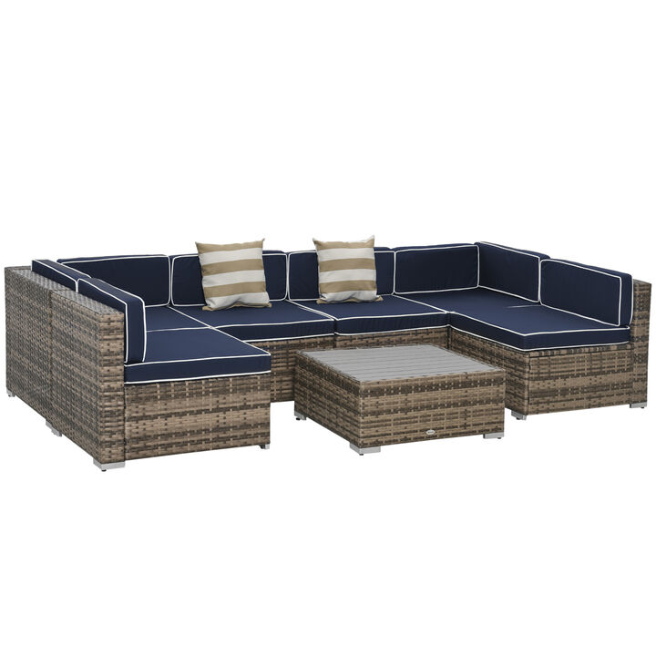 7PC Rattan Wicker Sofa Set Sectional Couch Cushioned Furniture Patio Outdoor