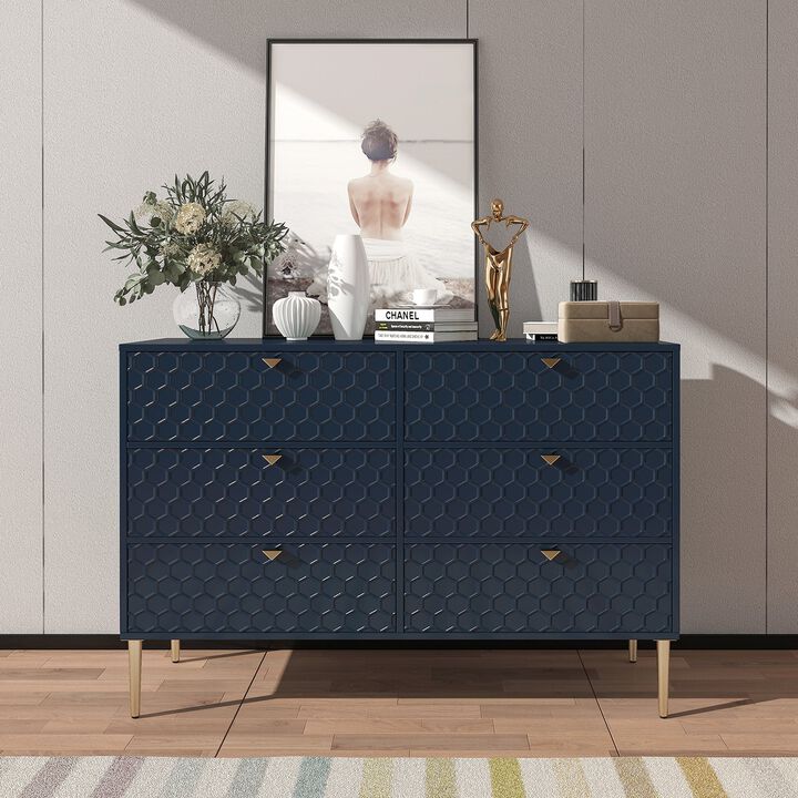 Green Modern Indoor Accent Storage Cabinet with 6 Drawers