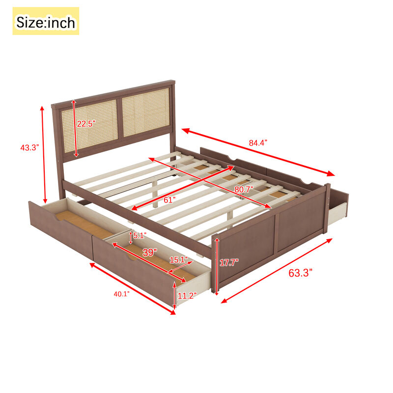 Merax Wood Storage Platform Bed with 4 Drawers