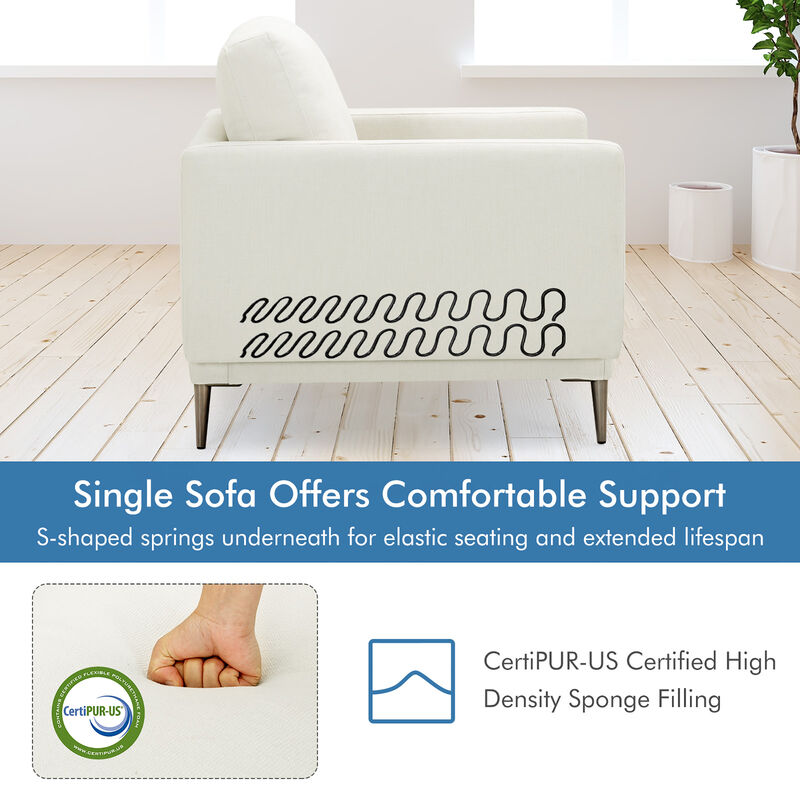 Costway Modern Upholstered Accent Chair Single Sofa Armchair Living Room Funiture