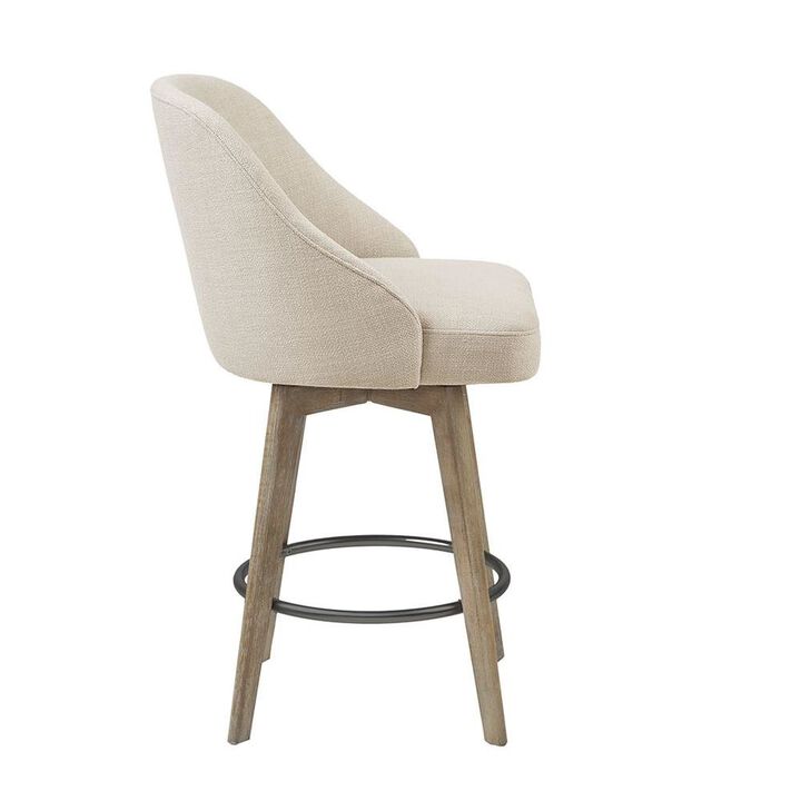 Starlight Canyon Home Beige Swivel Counter Stools with Solid Wood Frame for Kitchen or Bar Use