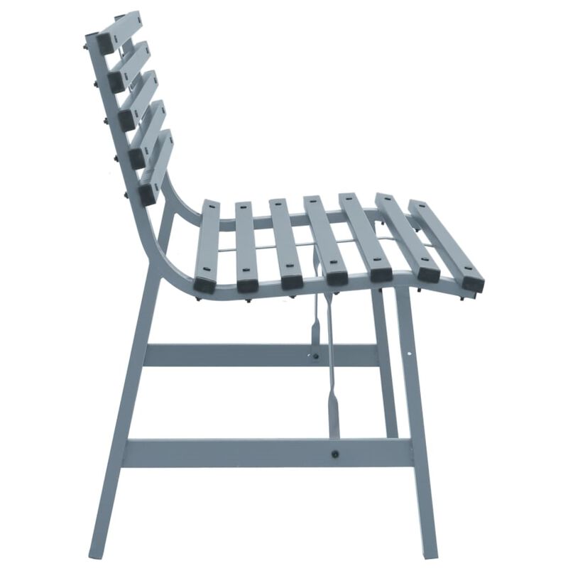 vidaXL Stylish 43.3" Patio Bench in Gray, Durable Powder-Coated Steel, Weather-Resistant Outdoor Furniture, Easy to Assemble, California Proposition 65 Compliant
