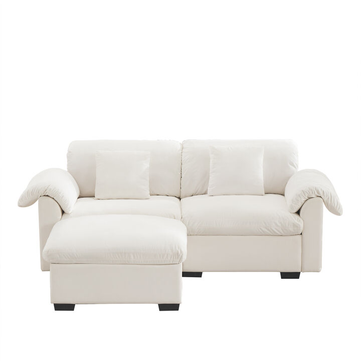 Merax Loveseat Sofa with Storage Reversible Ottoman