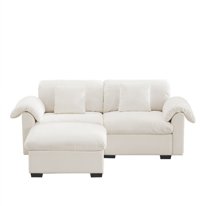 Merax Loveseat Sofa with Storage Reversible Ottoman