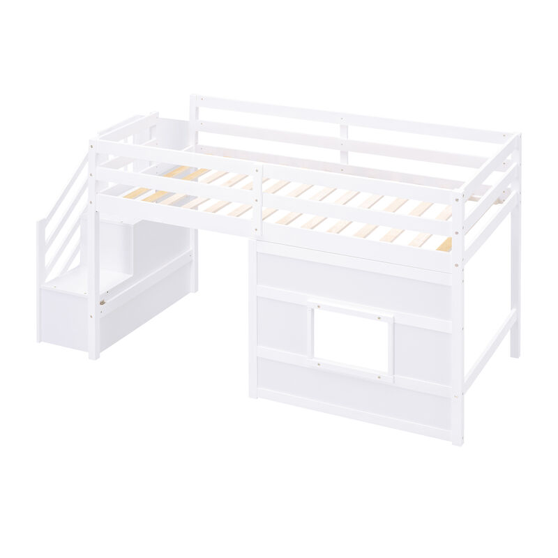 Merax Loft Bed with Storage Staircase