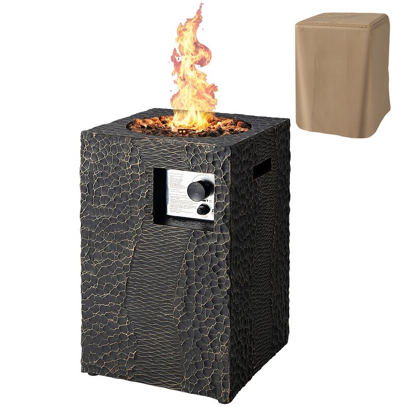 16 Feet Square Outdoor Propane Fire Pit with Lava Rocks Waterproof Cover 30 000 BTU