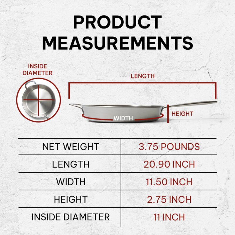 Beka Maestro Frying Pan Skillet - Stainless Steel Pan for Stainless Steel Cookware Set 5-Ply Construction, Oven Safe, Stainless Steel Frying Pan, Lead & Cadmium Free, Non Toxic Cookware - 9.5"