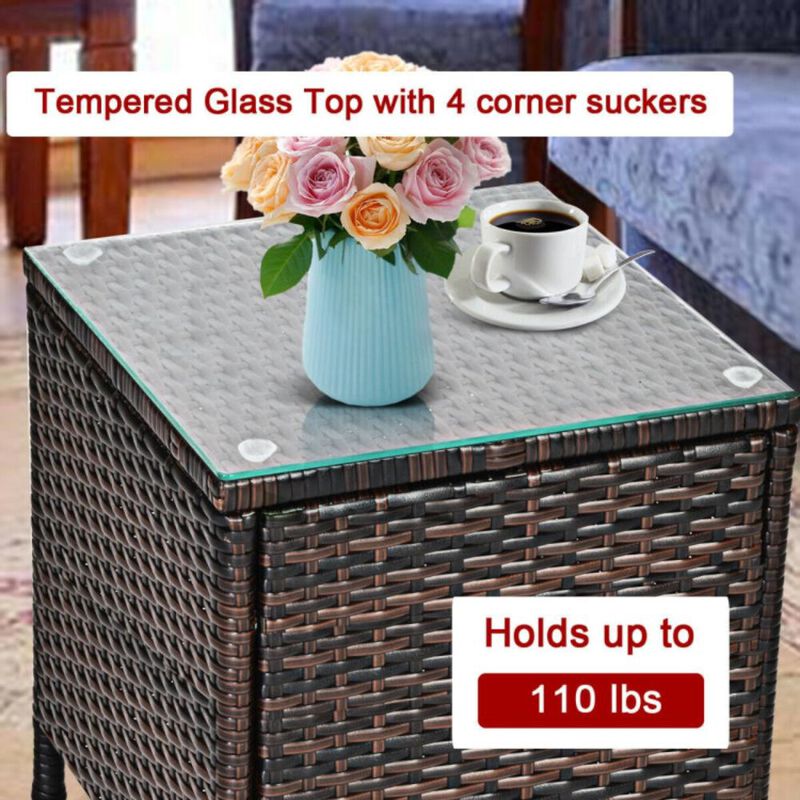 Hivvago 3 Pieces Ergonomic Wicker Patio Conversation Set