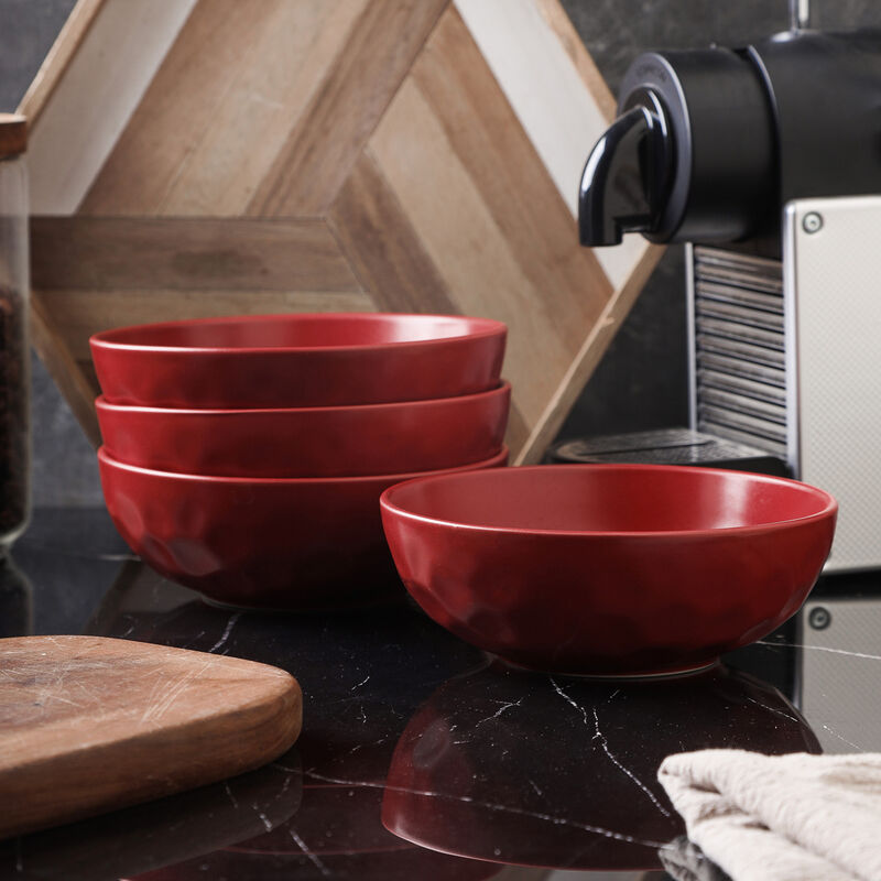 Stone Lain Sam Porcelain 16 Piece Dinnerware Set, Red