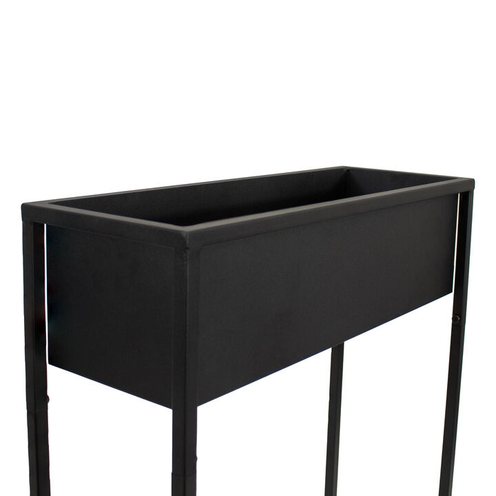Sunnydaze Modern Simplicity Outdoor Elevated Planter - Black - 2-Pack