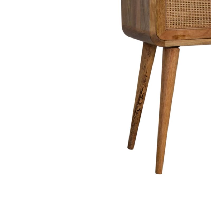 Mini Woven 1 Drawer Oak-ish Solid Wood Nightstand