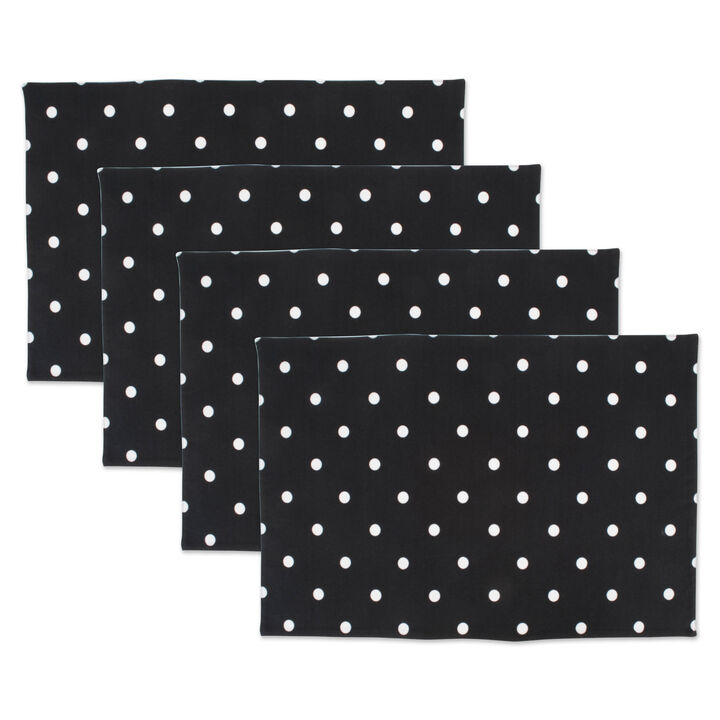 Set of 4 Black and White Rectangular Reversible Placemat 19"