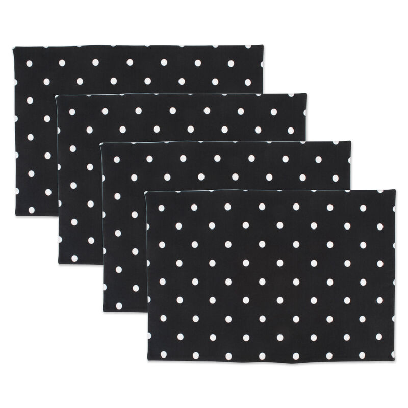 Set of 4 Black and White Rectangular Reversible Placemat 19"