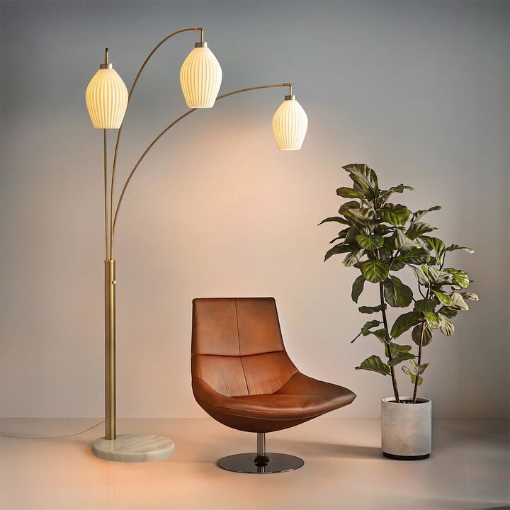 NOVA OF CALIFORNIA Santa Clara 3 Light Arc Floor Lamp - Weathered Brass