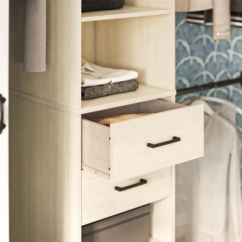 Kelly 5 Shelf / 2 Drawer Closet Organizer with 3 Adjustable Hanging Rods