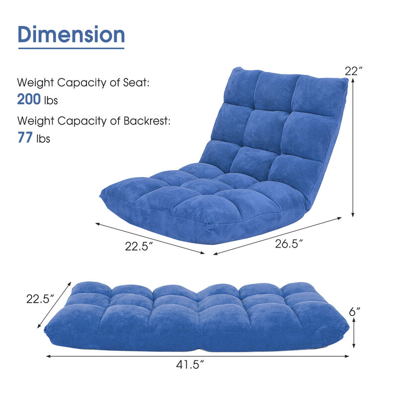 Adjustable 14-Position Floor Chair Folding Lazy Gaming Sofa Chair