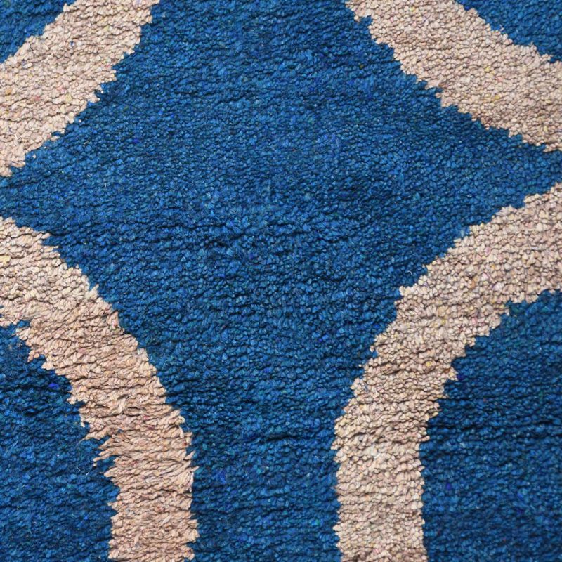 Rugsotic Carpets Hand Knotted Silk 6'x9' Area Rug Contemporary Blue Beige NS3307