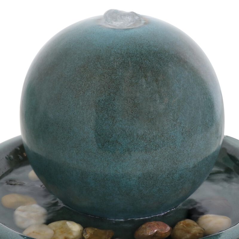 Sunnydaze Ceramic Indoor Water Fountain with Orb - 7 in