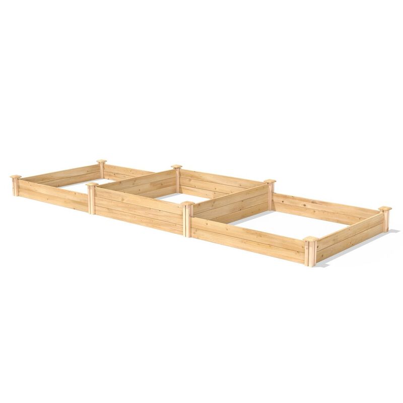 QuikFurn Farmhouse Pine Wood Raised Garden Bed 4 ft x 12 ft -