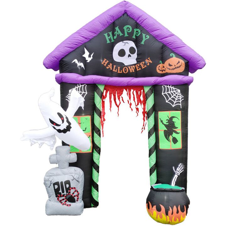 Haunted Hill Farm 9ft Inflatable Halloween Ghost, Witch, Tombstone Arch w/ Lights