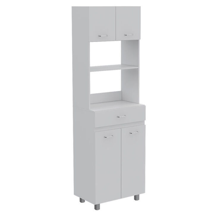 Pembrooke 2-Shelf 1-Drawer Microwave Pantry Cabinet White