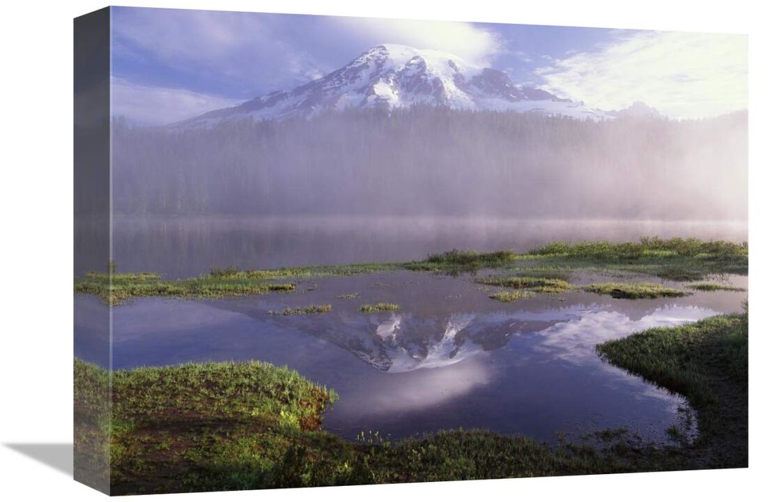 Mt Rainier, an active volcano encased in snow, Mt Rainier National Park, Washington-Canvas Art-16x12