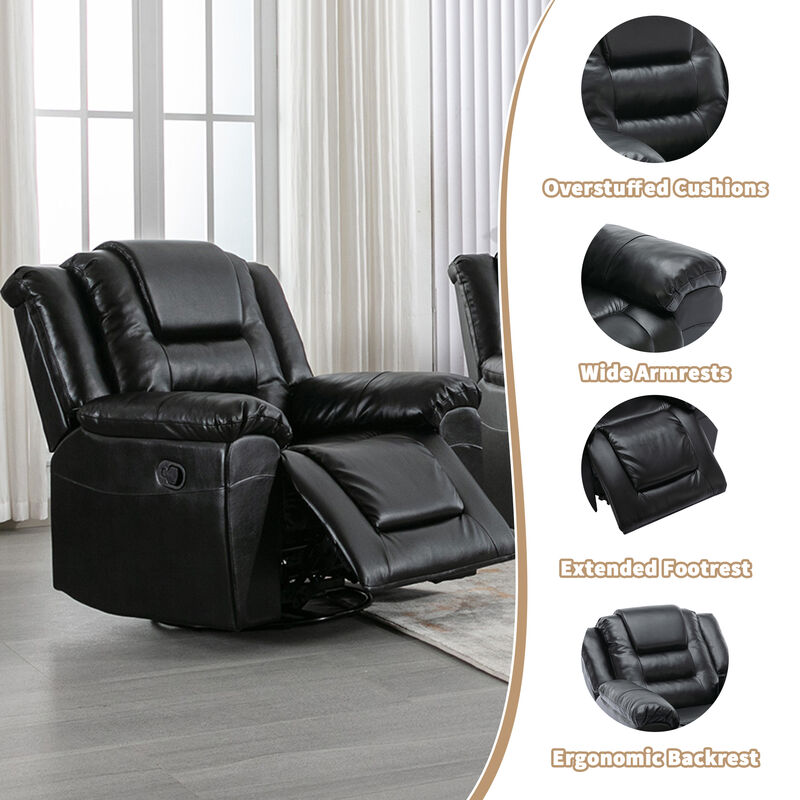 3 Seater Home Theater Recliner Manual Recliner Chair with Two Built-in Cup Holders for Living Room,Bedroom, Grey