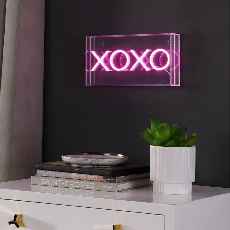 XOXO 11.75" Contemporary Glam Acrylic Box USB Operated LED Neon Light