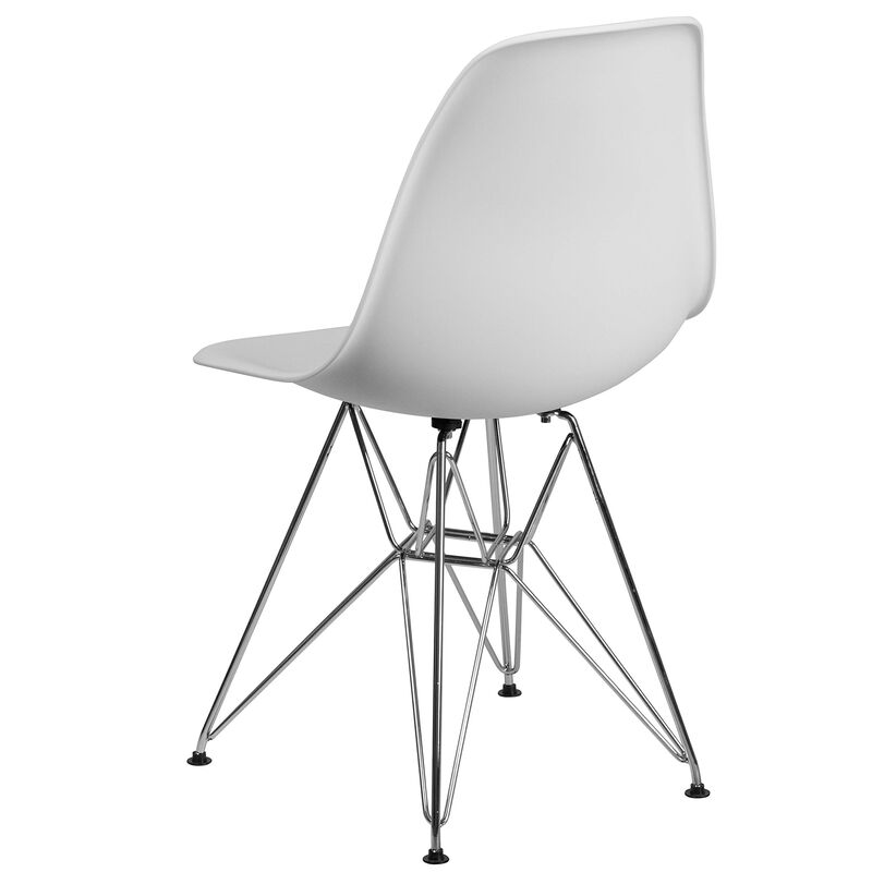 Flash Furniture Elon Series White Plastic Chair with Chrome Base