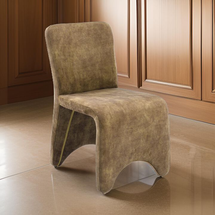 Cid Lou 19 Inch Side Dining Chair Set of 2, Brown Polyester, Panel Frame - Benzara