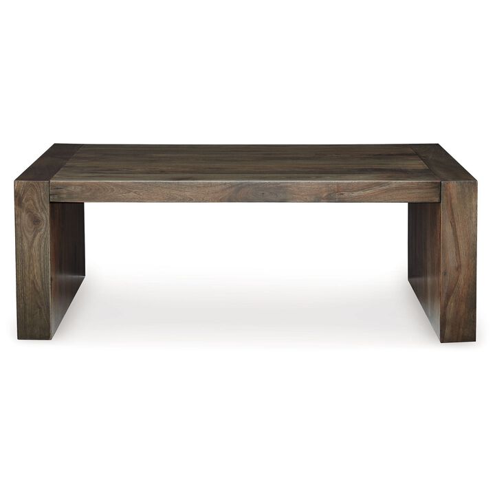 Dreg Cocktail Coffee Table with Diamond Cut Design, Brown Panel Legs - Benzara
