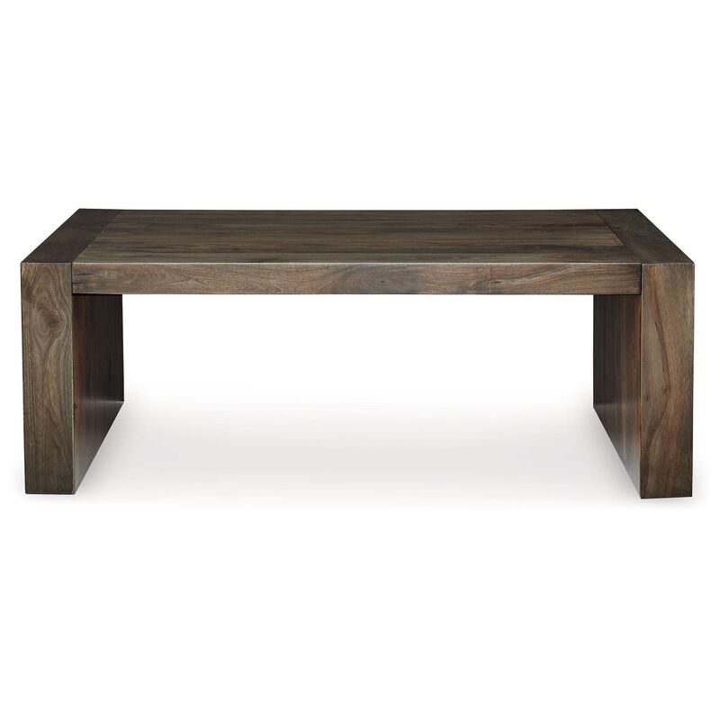 Dreg Cocktail Coffee Table with Diamond Cut Design, Brown Panel Legs - Benzara